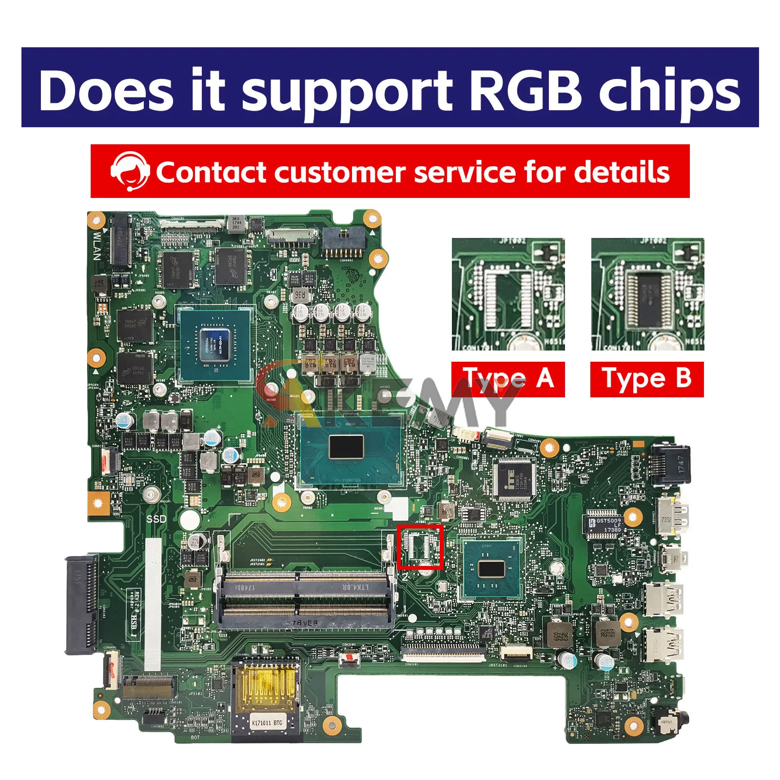 Placa base para ordenador portátil GL753VD para ASUS ROG Strix GL753V GL753VE FX753V GL753VD ZX753V con CPU I5 I7 100% pruebas OK stk - imagen 2