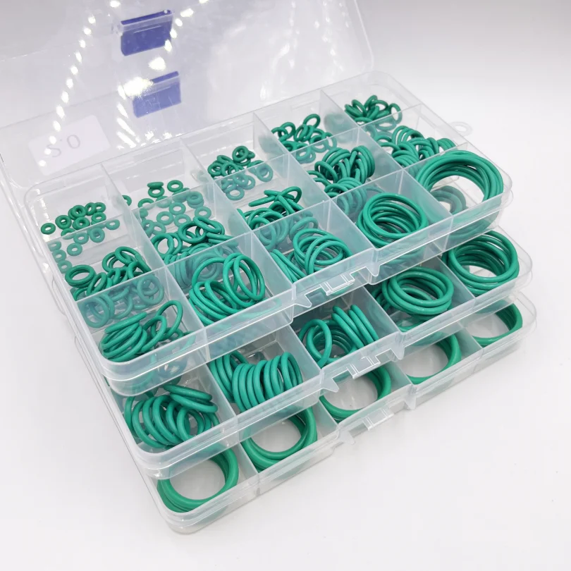 Anillo de sellado de junta tórica de oxígeno y flúor FKM, junta tórica verde CS 1mm ~ 3,1mm, Kit de sello de caucho fluorado de corrosión de alta temperatura resistente al aceite - imagen 2