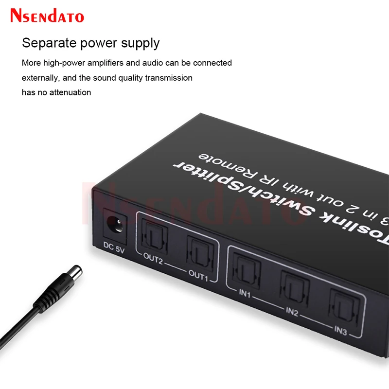 Conmutador de Audio óptico Spdif Toslink 3 en 2 salidas, interruptor óptico Digital 3X2, interruptores extensores divisores para Monitor DVD HDTV PS4 - imagen 3