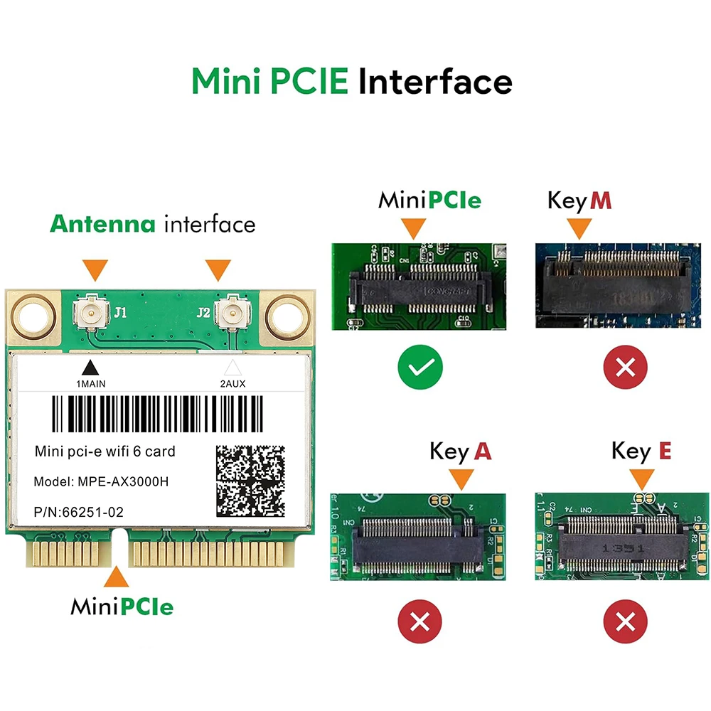 Wifi 6 AX200HMW 3000Mbps tarjeta Wifi inalámbrica Bluetooth 5,2 802.11ax/ac AX3000H adaptador de red de doble banda 2,4 Ghz/5Ghz para Win10/11 - imagen 3