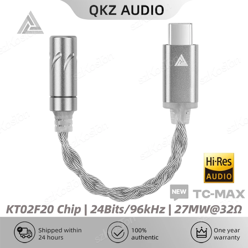 Adaptador de Audio QKZ TC MAX USB Tipo-C a 3.5mm, Decodificador con Chip KT02F20, Amplificador de Auriculares para iPhone, Samsung, HUAWEI
