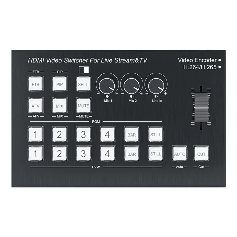 Conmutador mezclador de vídeo HDMI de 4 canales H.265 para transmisión en vivo multicámara con codificador de transmisión en vivo grabación de captura de vídeo RS232 - imagen 5