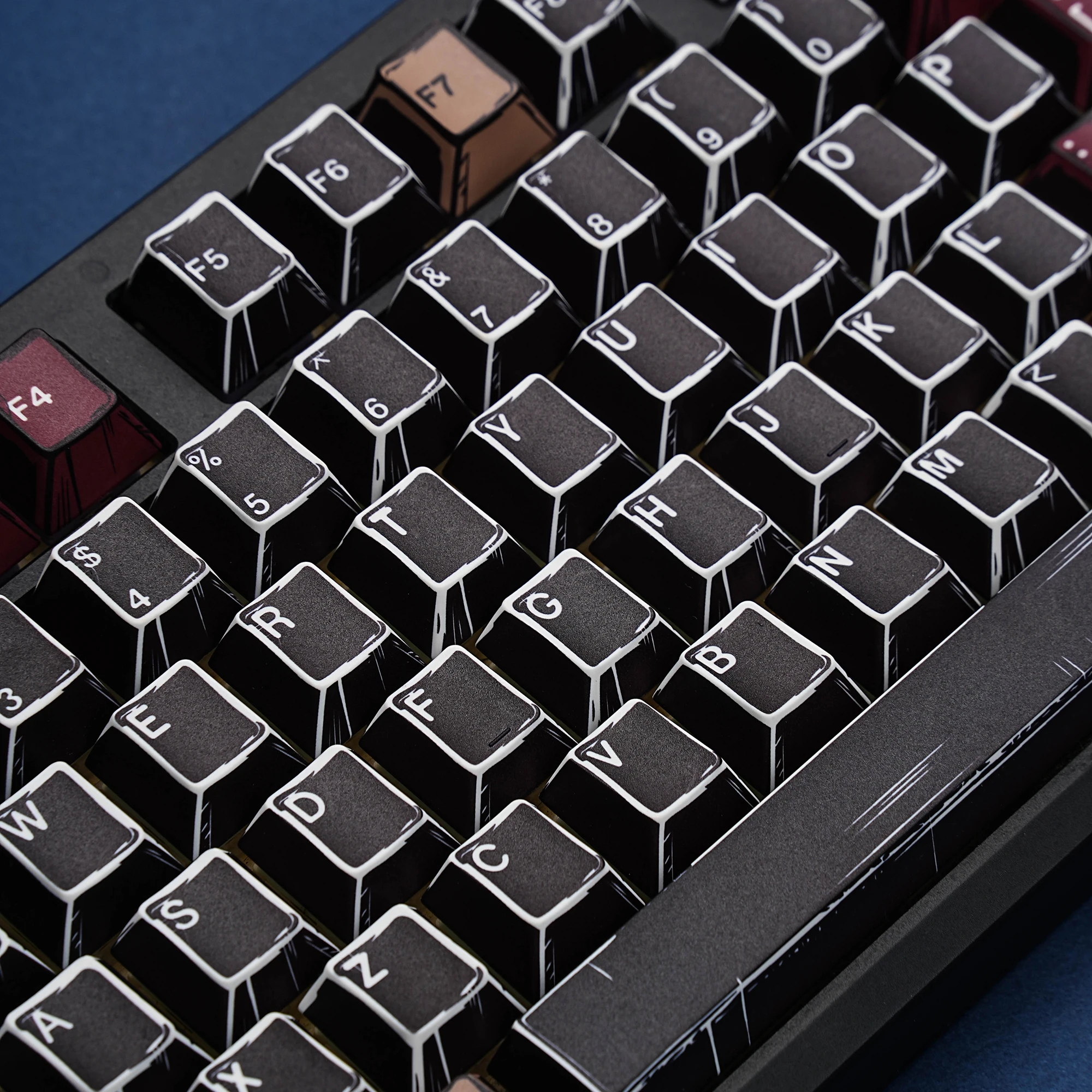 Teclas de teclado mecánico de cómic, perfil de cereza alemán/español/francés/ruso, PBT, 143 teclas, Dye-Sub para interruptores MX, diseño ISO - imagen 5