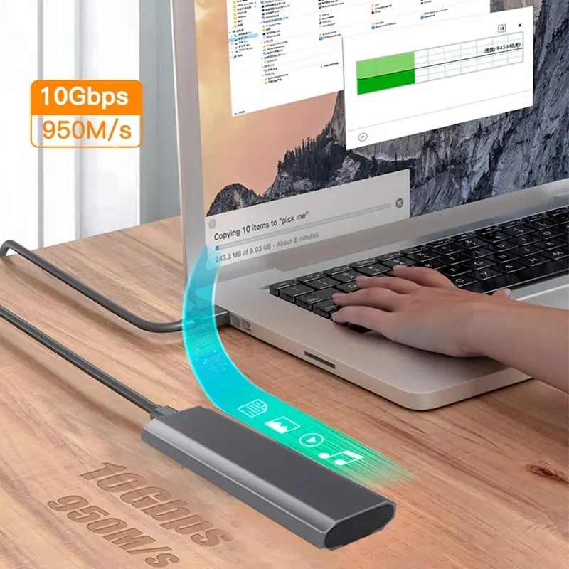 Caja de SSD M2 NVMe, caja de HDD tipo C, caja libre de herramientas SATA m-key b-key, 10gbps, USB3.1