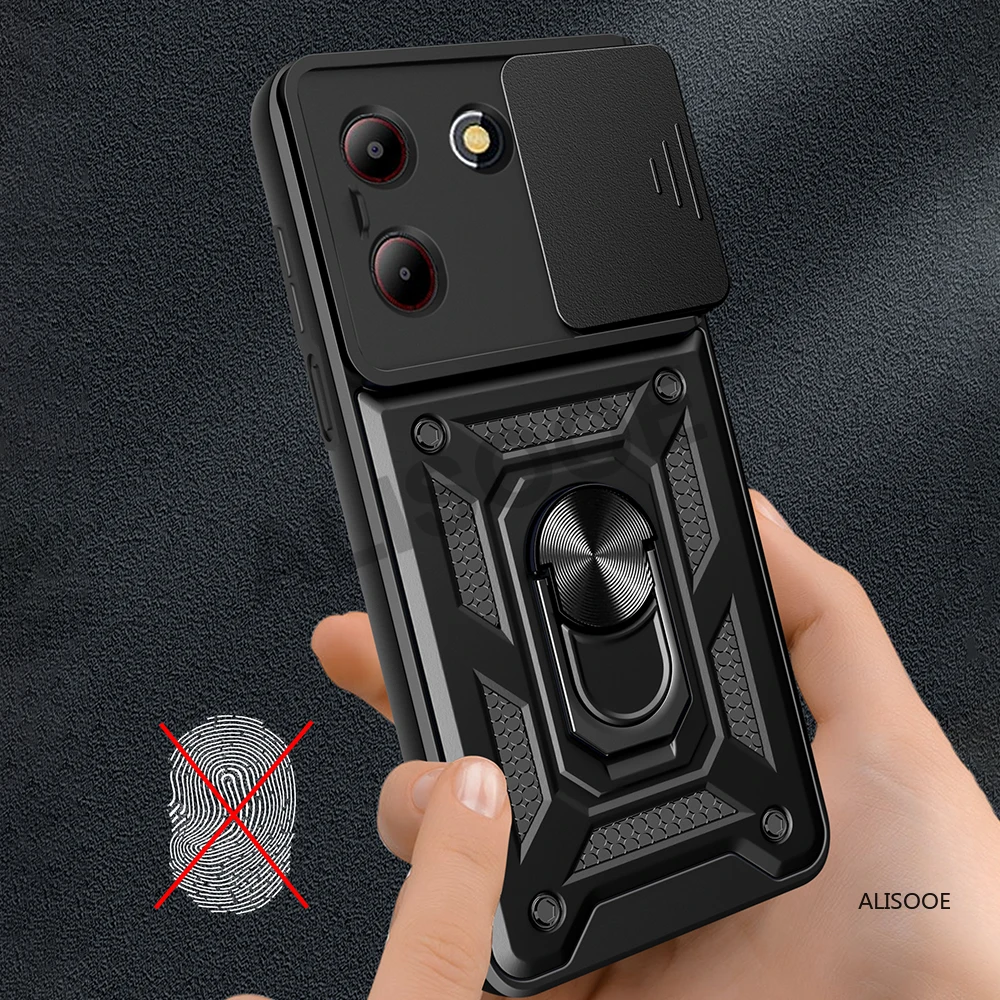 Funda de cámara deslizante para ZTE Blade A54, Funda protectora con soporte de anillo de armadura para ZTE Blade A54 Capa - imagen 4