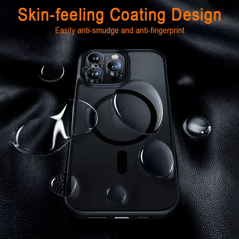 Funda de teléfono con carga inalámbrica magnética Magesafe, transparente, mate, de lujo, para iPhone 11, 12, 13, 14, 15, 16 Pro Max Plus, a prueba de golpes - imagen 5