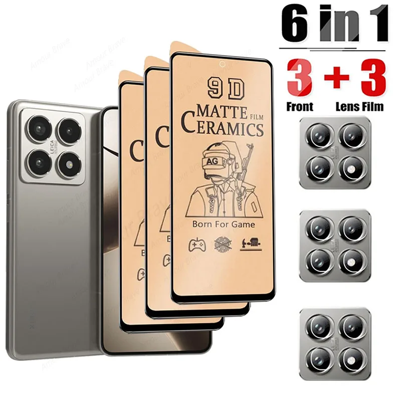 Protector de pantalla suave 6 en 1 para Xiaomi Mi 14T 13T 12T 11T Pro película cerámica mate para Xiaomi Mi 12 11 Lite 4G 5G Ne Protector de lente