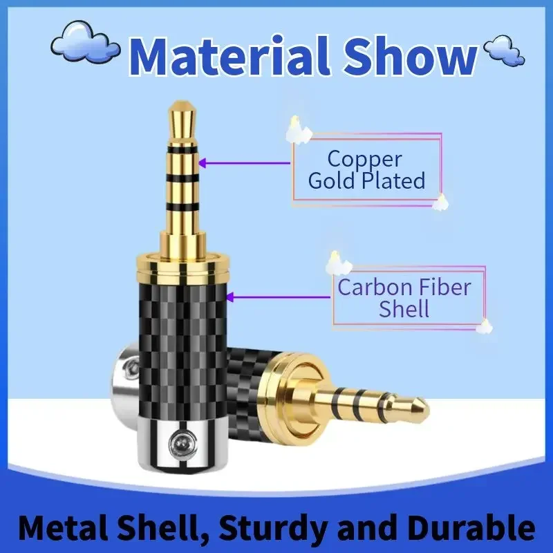 Conector de Cable de auriculares DIY, conector Jack de 3,5mm, enchufe de Audio macho de 4 polos con micrófono, Terminal de altavoz 3,5 chapado en oro rodio - imagen 5