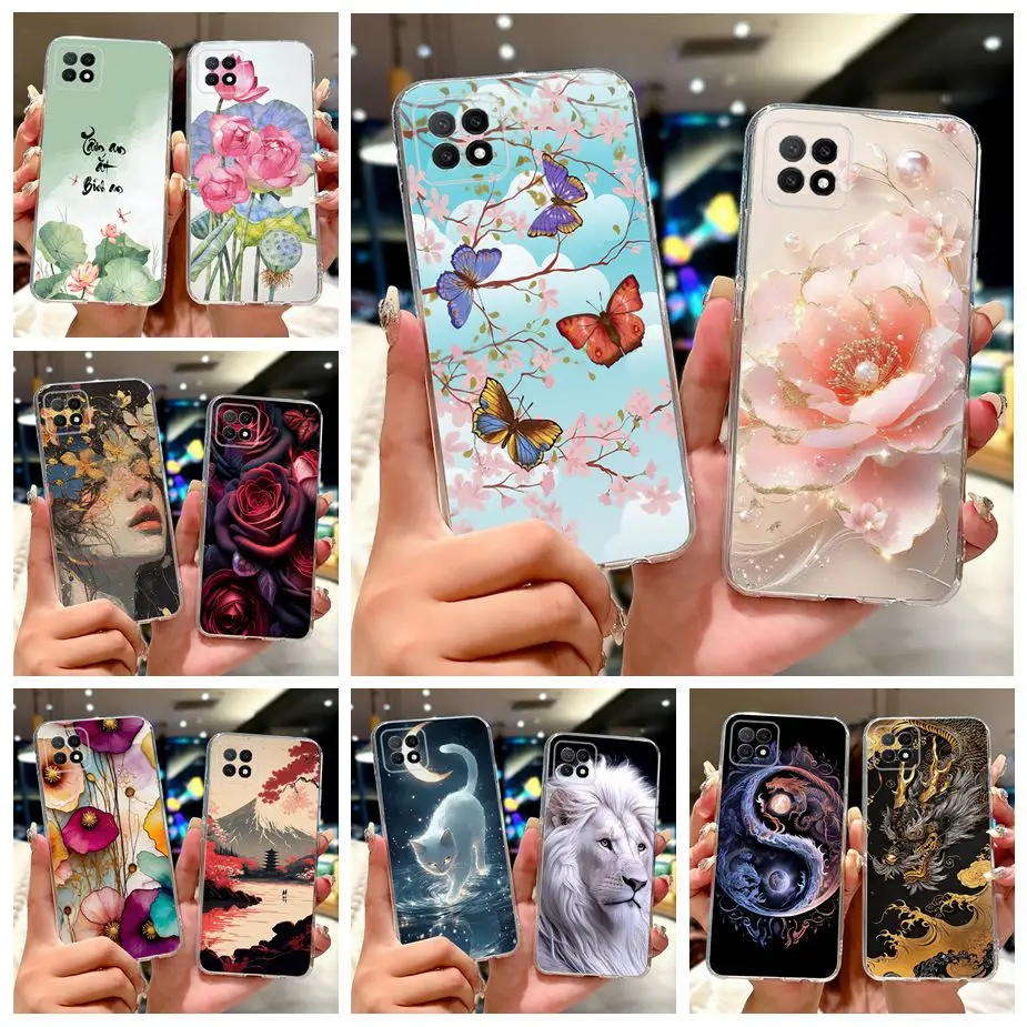 Para Oppo A73 5G funda CPH2161 funda pintada de flores coloridas funda de teléfono de silicona suave para Oppo A72 A 72 73 OppoA73 5G Fundas bolsas