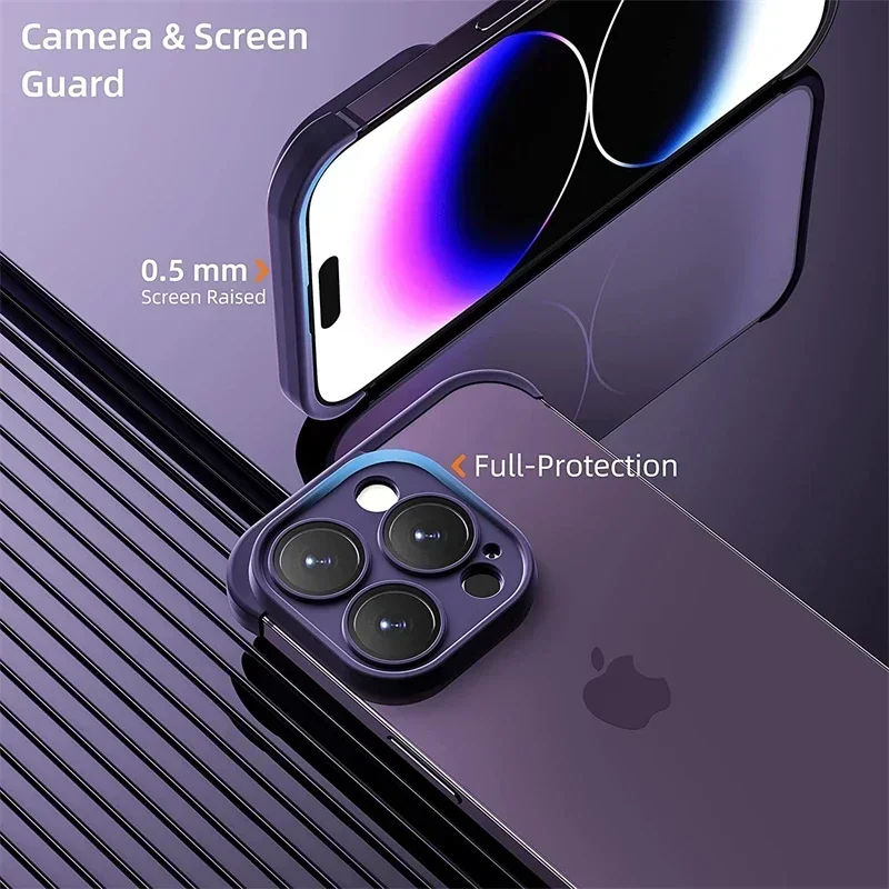 Cubierta de esquina de silicona sin marco para IPhone 17 Pro Max 17 Air 12 13 14 15 Plus 16 Pro Max con fundas de película protectora para cámara de lente - imagen 5