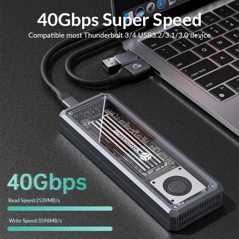 Yottamaster-carcasa para disco duro externo, carcasa para SSD, USB4, NVMe, 40gbps, Compatible con Thunderbolt 3/4, tipo C, NVMe, PCIE, 8TB - imagen 2