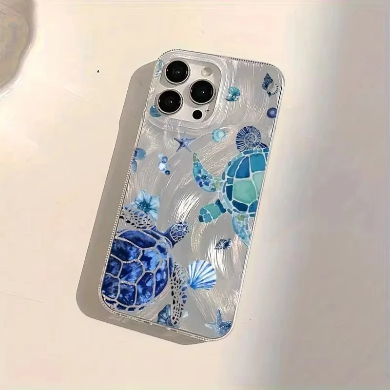 Funda de teléfono a prueba de golpes para iPhone 16E 16 15 14 Plus 13 12 11 Pro Max X XS XR XS Max 8 7 SE 2022, funda con diseño de patrón de tortuga fresca - imagen 5