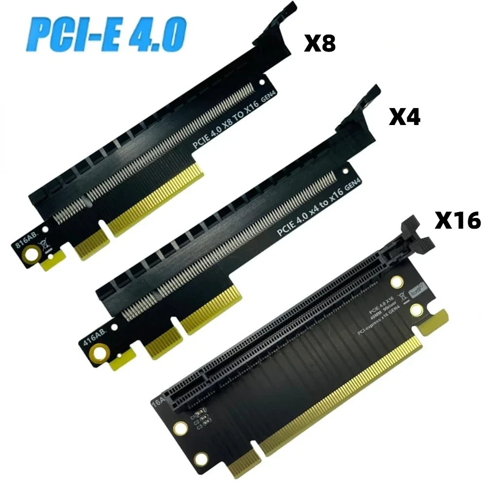 PCIe PCI-E 4,0x4x8 a x16 conector tarjeta gráfica adaptador de protección GPU PCI Express x16 Gen4 adaptador convertidor placa PCB 40mm - imagen 2