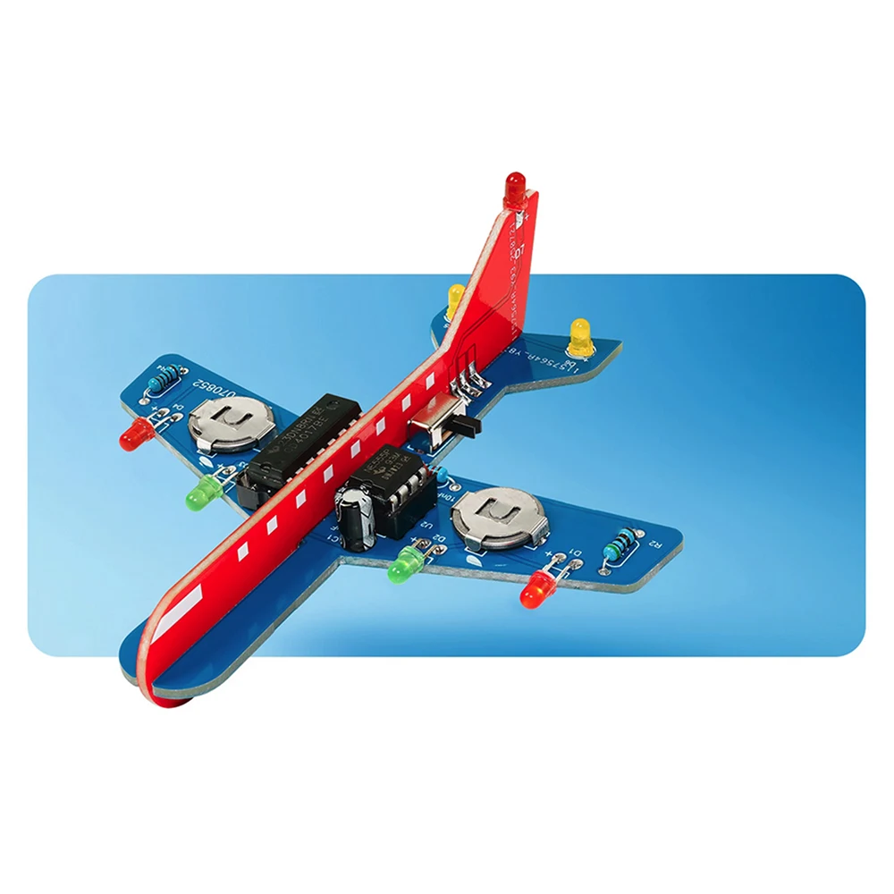 Kit electrónico DIY, lámpara de flujo de avión pequeño, práctica de soldadura, Kit de montaje de ciencia electrónica, LED intermitente, PCB, práctica de piezas divertidas - imagen 2