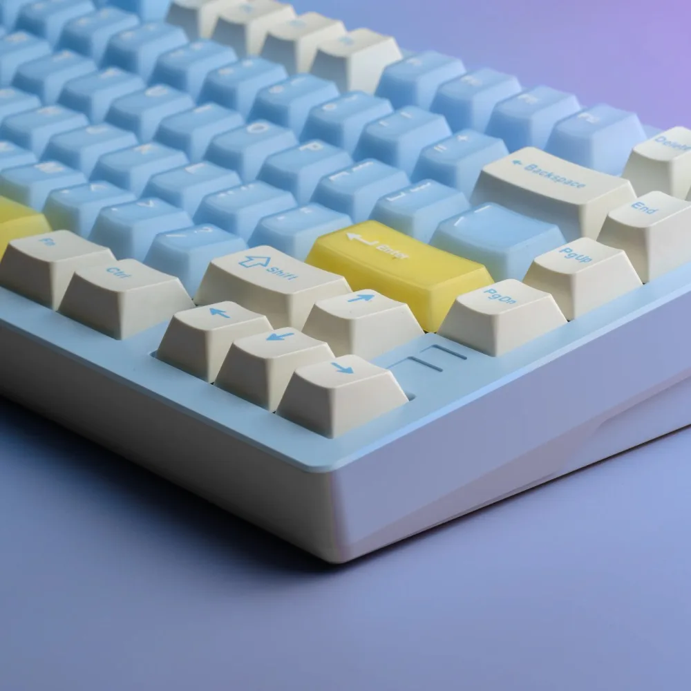 Juego de teclas con tema de Jade azul, 129 teclas ABS y PBT, tapa de teclado personalizada en azul y blanco, perfil de cereza, teclas para teclado mecánico - imagen 3