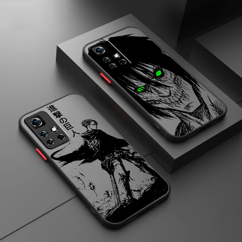 Attack On Titan Cool Comic Art Funda translúcida esmerilada para Redmi Note 13R 13 12 12S 12T 11 11T 11E 10 Pro Plus 5G - imagen 2