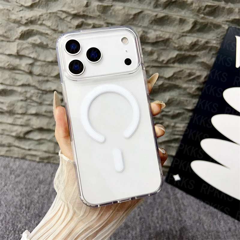 Funda de carga inalámbrica magnética Magsafe transparente para iPhone 17 16 15 14 Plus 13 12 mini 11 Pro Max 16e iPhone 17 air Cover - imagen 5