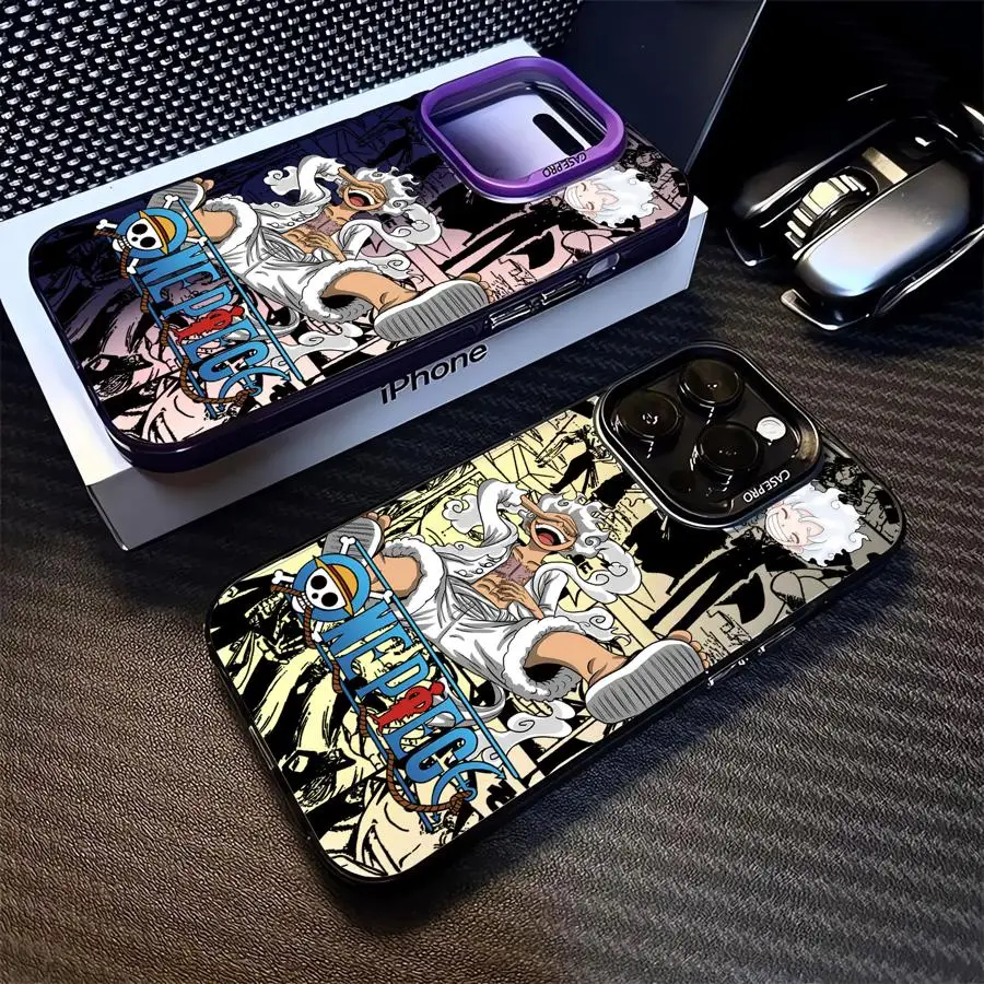 Funda de teléfono para iPhone 12 11 14 16Pro 13 Pro MAX XR 16e 14Pro XS MAX 15 funda suave O-One PiecesS Luffy 5 Gear