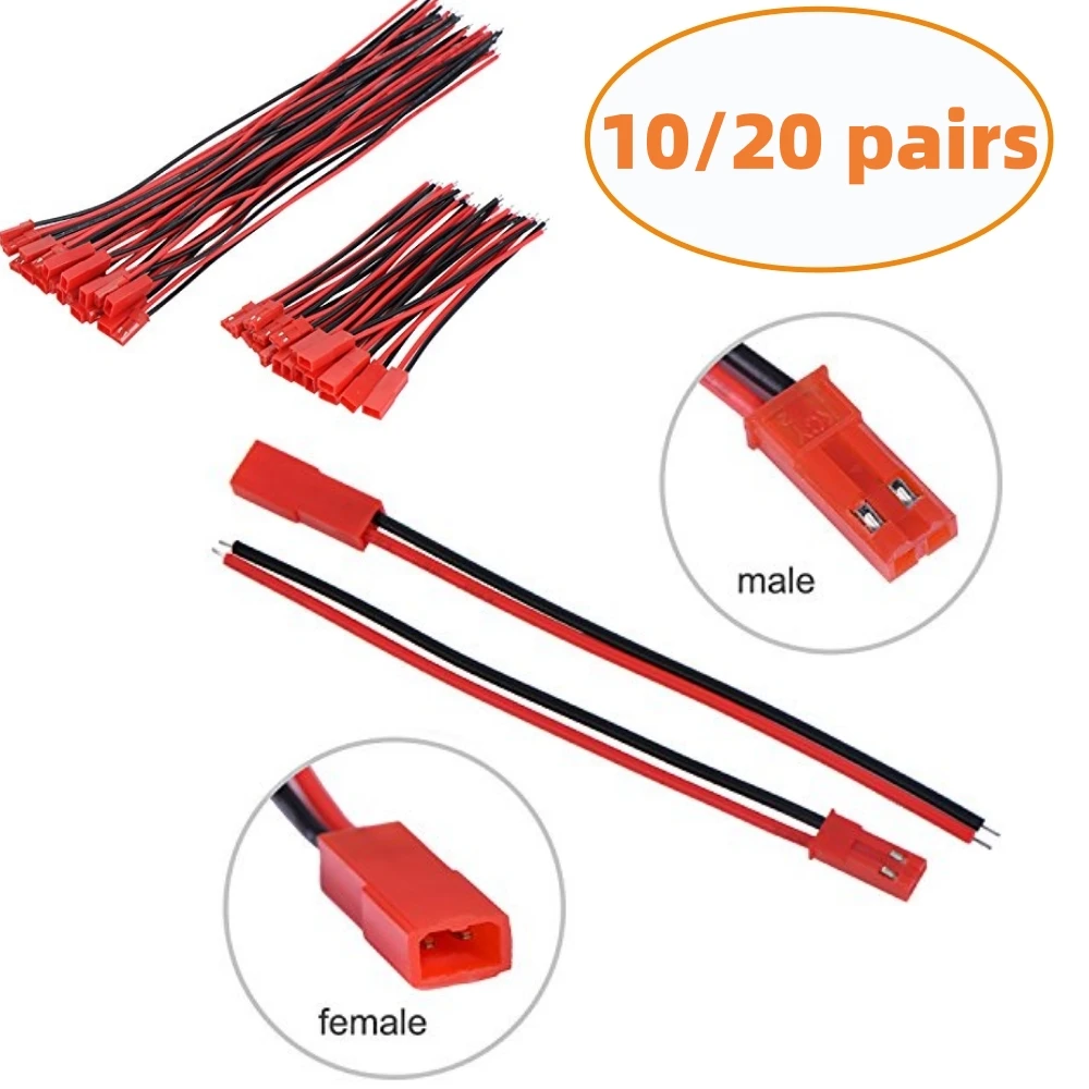20/40 Uds 22 AWG conector de clavija para JST 2Pin macho hembra para JST RCY Cable de conector para tira de lámpara LED RC juguetes batería