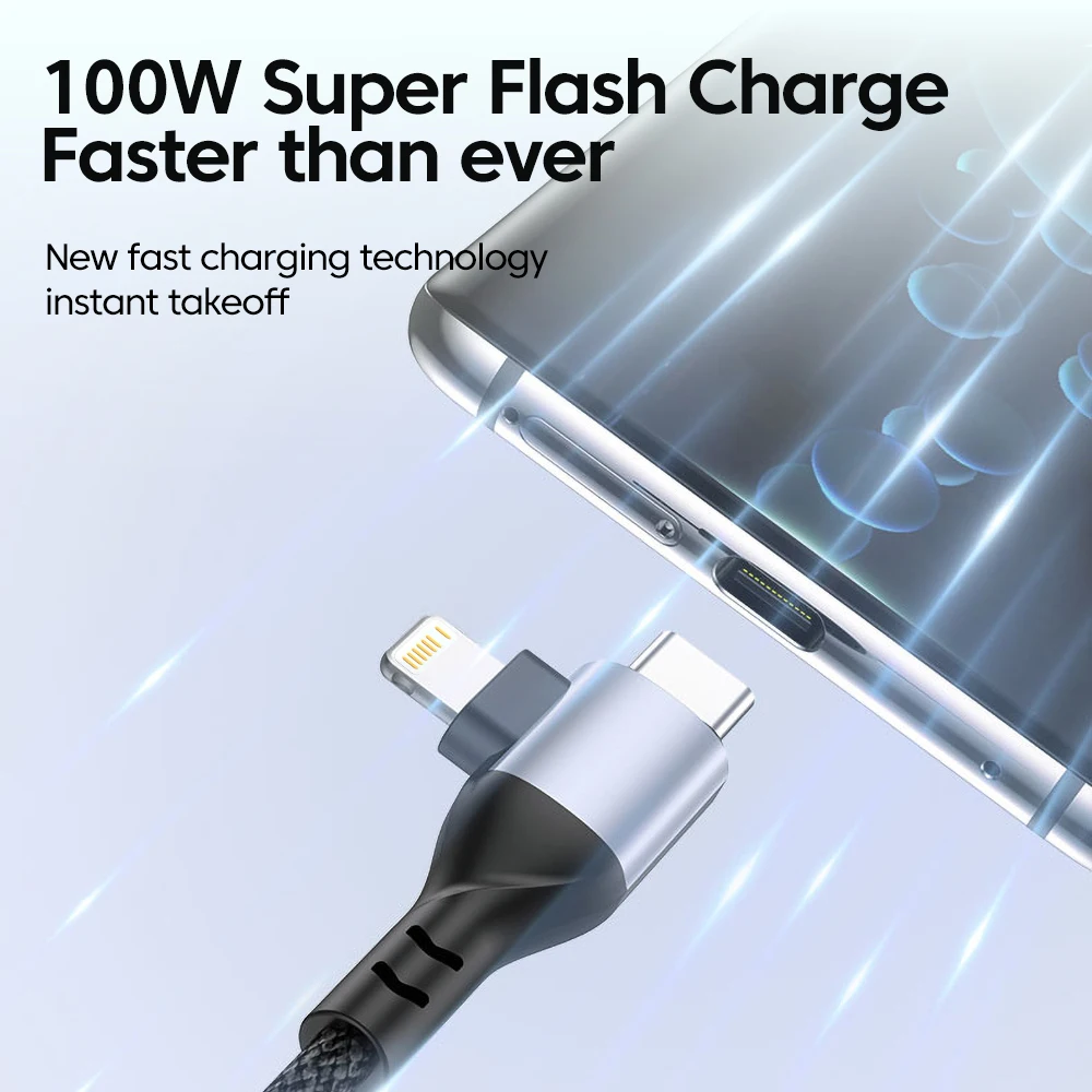 Carga rápida 100W 2 en 2 USB tipo C a tipo C Cable de datos de carga trenzado para teléfono móvil para iPhone 15 16 14 Samsung USB a L - imagen 2