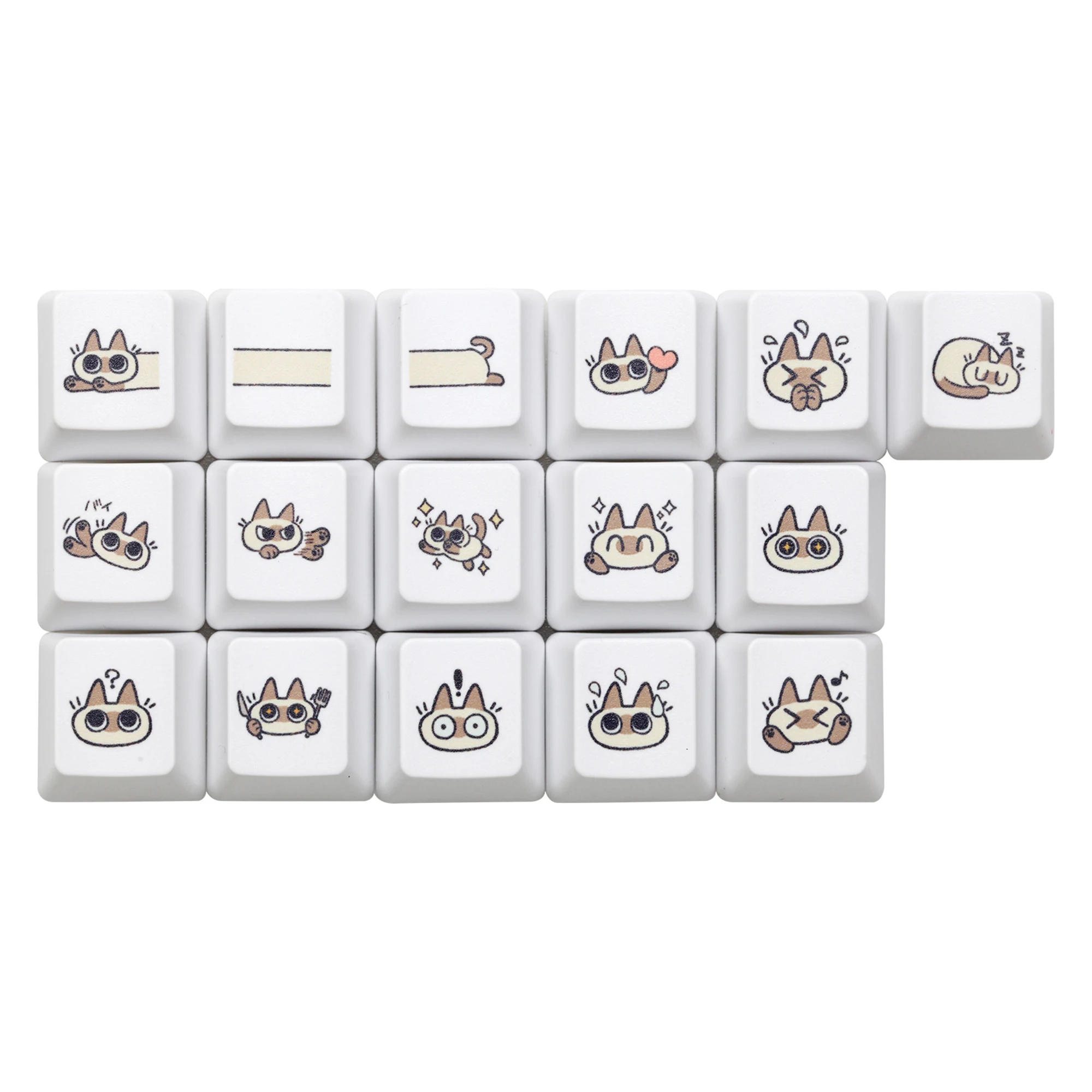 Lindo pequeño gato siamés Keycap Kitty Meme Keycap tinte subcama keycaps para mx stem Gaming teclados mecánicos blanco