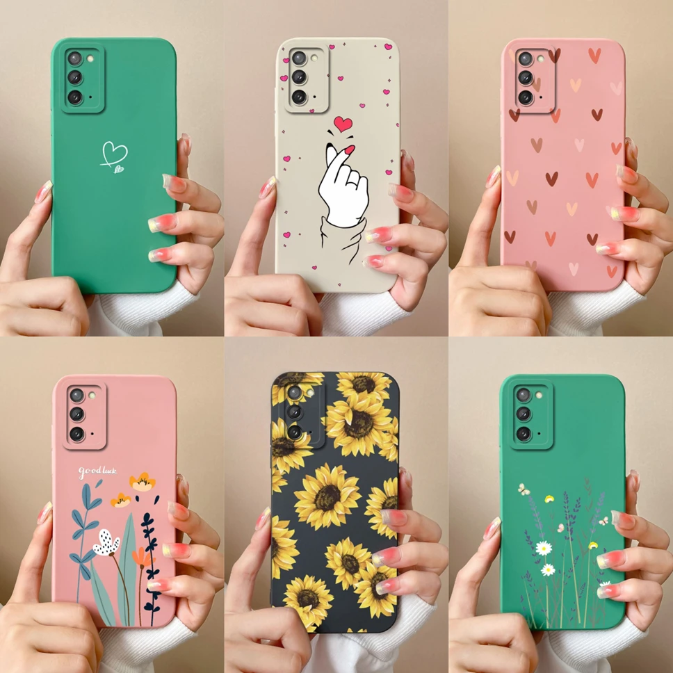 Para Samsung Galaxy Note20 Ultra funda de teléfono moda amor corazón suave cubierta de silicona líquida para Samsung Note 20 parachoques ligero