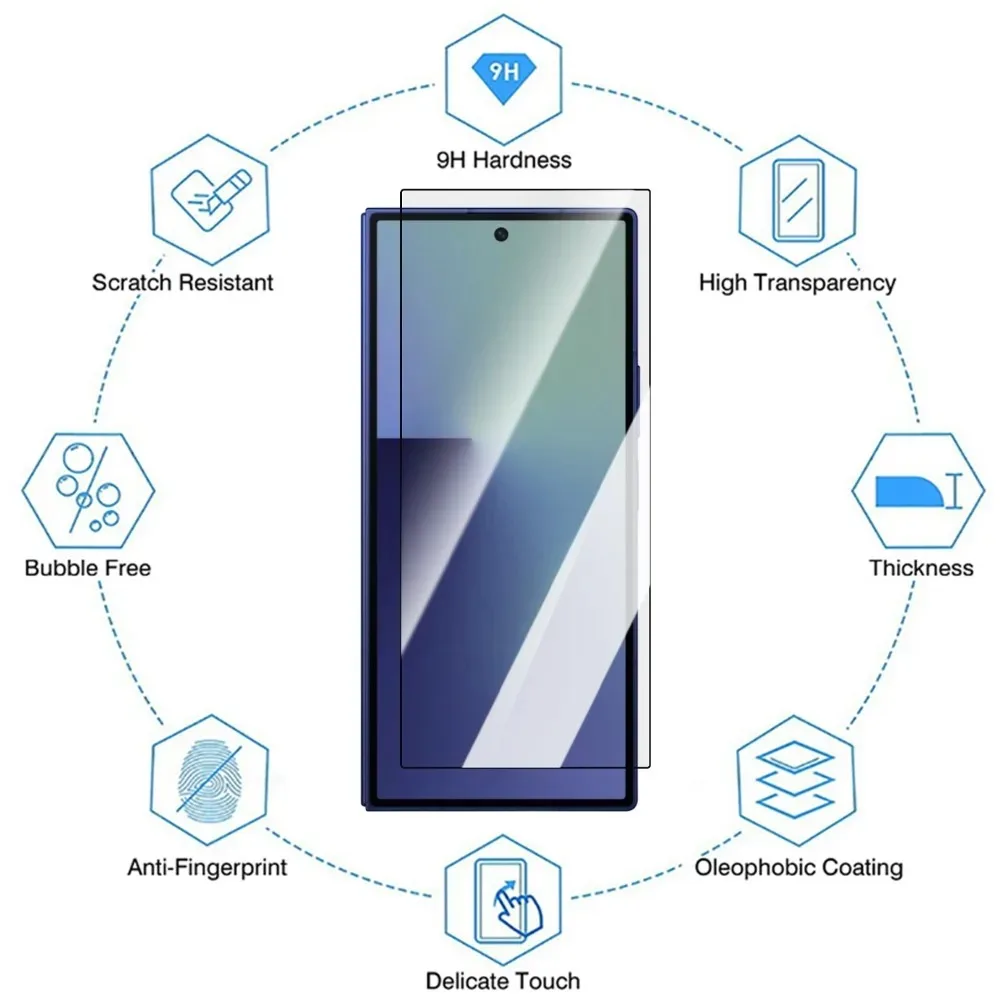 Película de hidrogel interior 9 en 1 Fold7 + vidrio templado exterior con protectores de pantalla antiarañazos de vidrio de lente para Samsung Galaxy Z Fold 7 - imagen 5