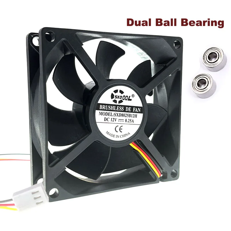 SXDOOL Ventilador 80mm 12V Alta Velocidad 4000RPM Doble Rodamiento PC
