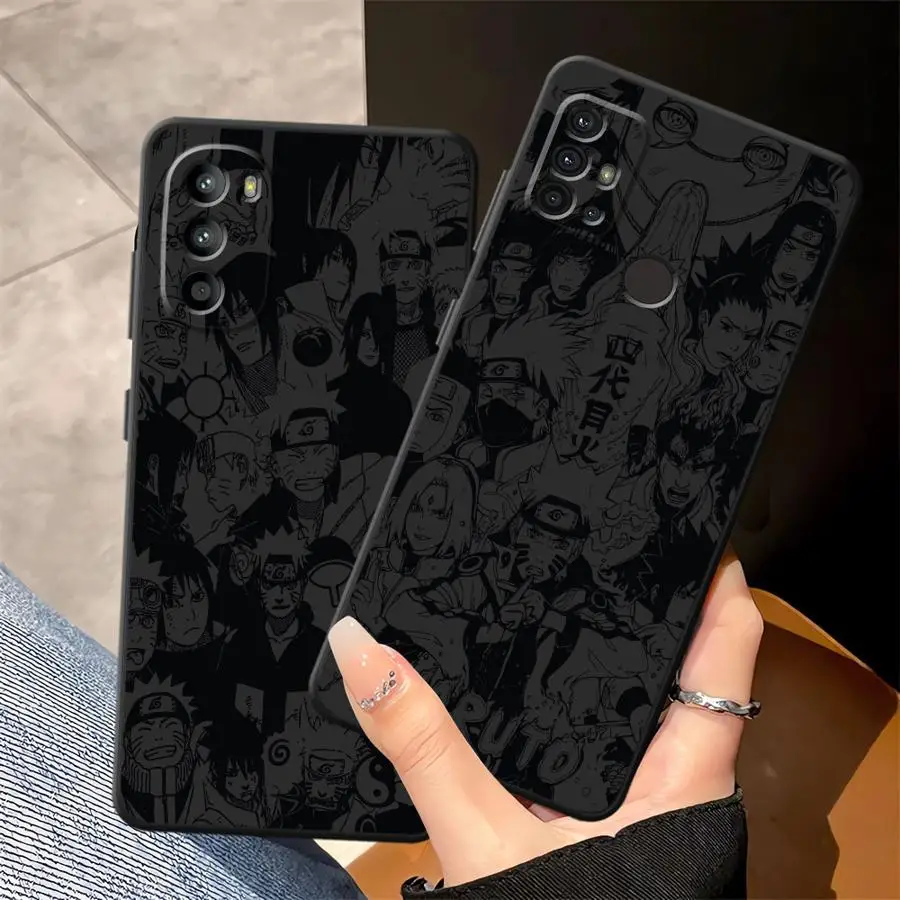 Funda para Motorola Mot G32 Edge 20 Pro 30 Lite G53 G30 G51 G73 G52 G71 G60 G50 G22 Edge40 G60s cubierta de teléfono negra personajes G31