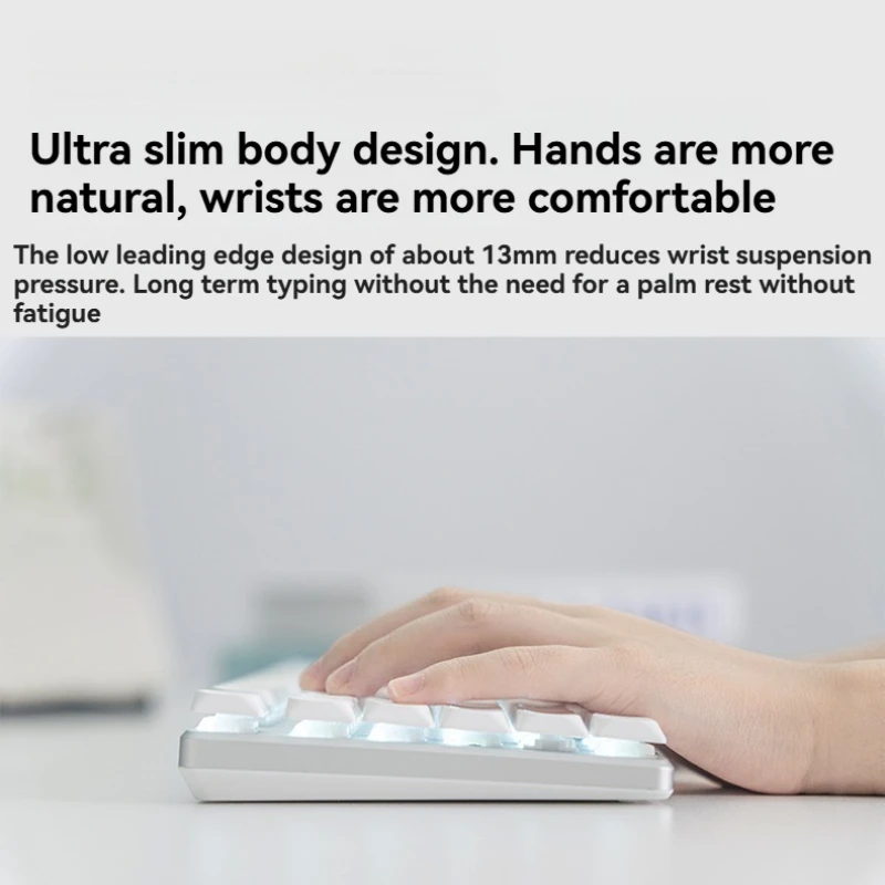 Teclado mecánico de perfil bajo Work100, teclado mecánico ergonómico de juego inalámbrico RGB de tres modos personalizado, intercambiable en caliente, 104 teclas - imagen 2