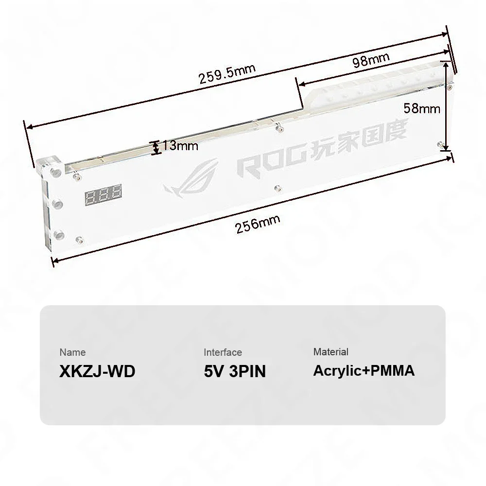 Soporte FREEZEMOD VGA con Monitor de temperatura pantalla de 5V soporte para tarjeta gráfica termómetro doble espejo deslizable PC MOD XKZJ-WD - imagen 3