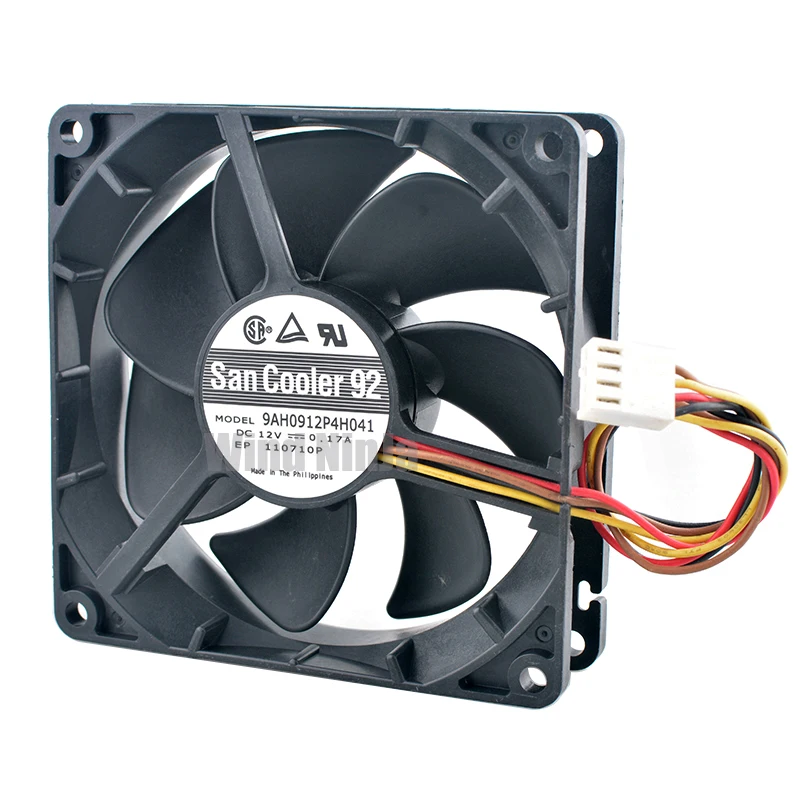 9AH0912P4H041 9,2 cm 92mm ventilador 92x92x25mm DC12V 0.17A 4 pines ventilador de refrigeración de doble bola para chasis CPU - imagen 4