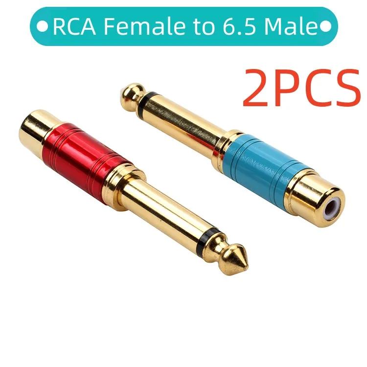 Se muestran dos cables RCA un rojo y azul