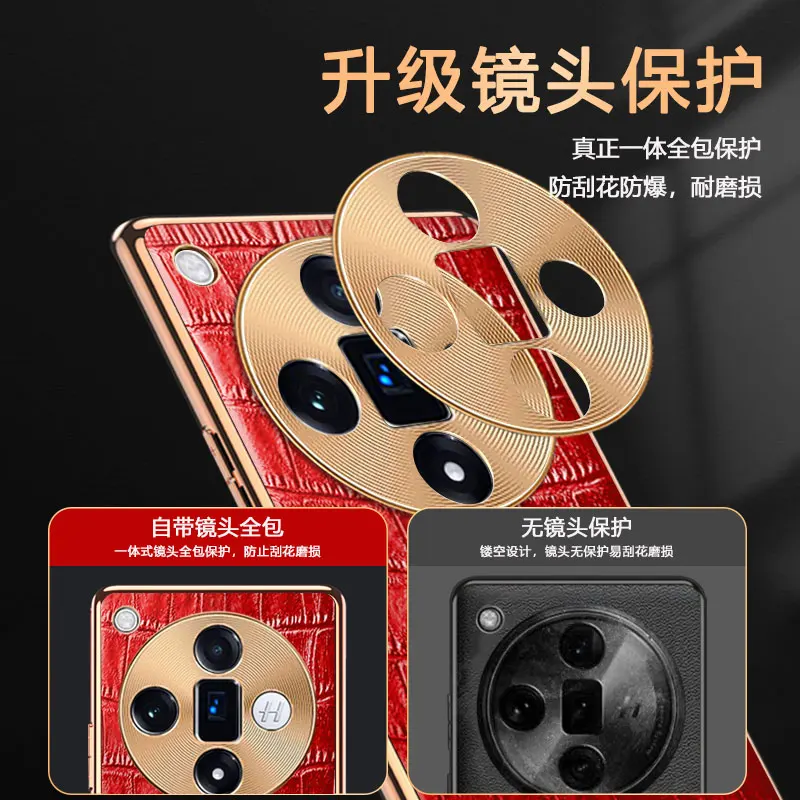 Funda de protección de lente para OPPO Find X7 Ultra, cubierta galvanizada con patrón de cocodrilo, a prueba de golpes - imagen 4