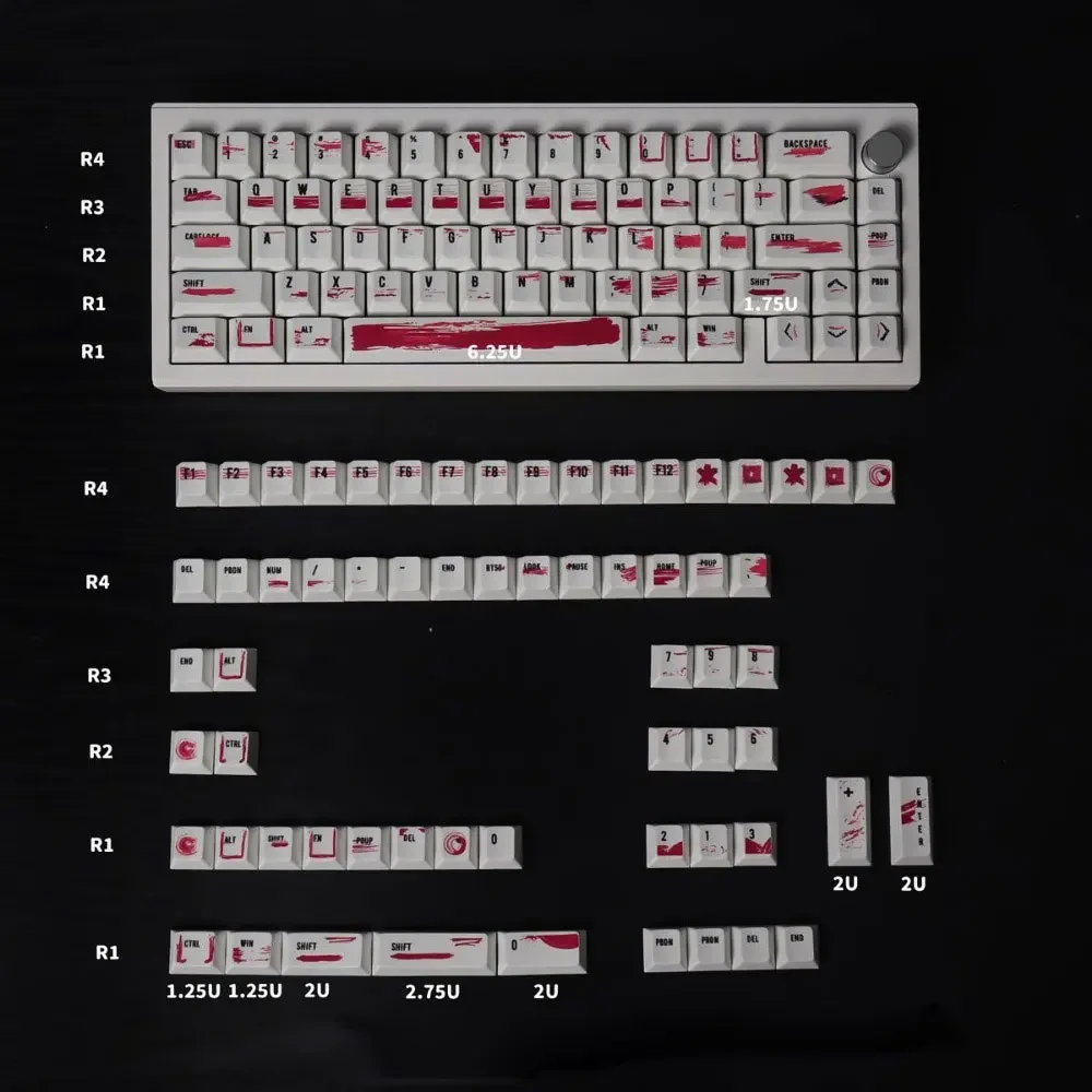 Teclas de corrección roja para teclado mecánico, 132 teclas, altura de cereza, sublimación térmica PBT, 61, 68, 87, 98, 104, 108 - imagen 4