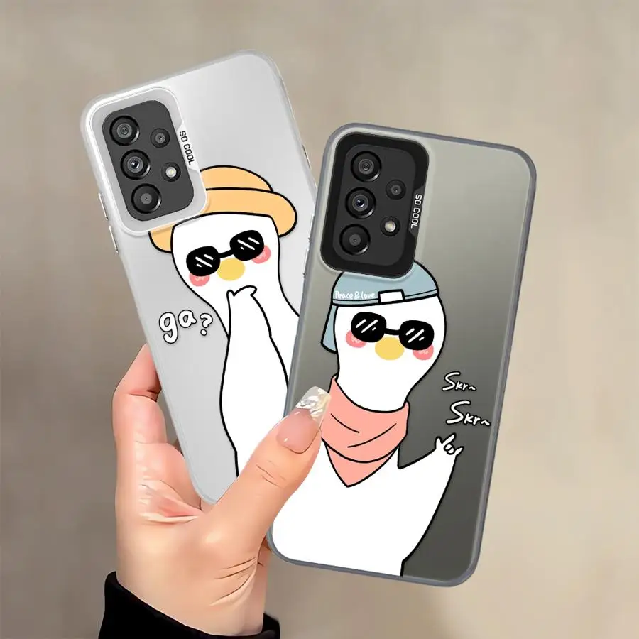 Funda para Samsung Galaxy A21s A23 A35 A13 A14 A32 A34 A17 A20s A11 A12 A15 A16 A26 A31 A36 A24 A25 funda trasera para teléfono pato de dibujos animados