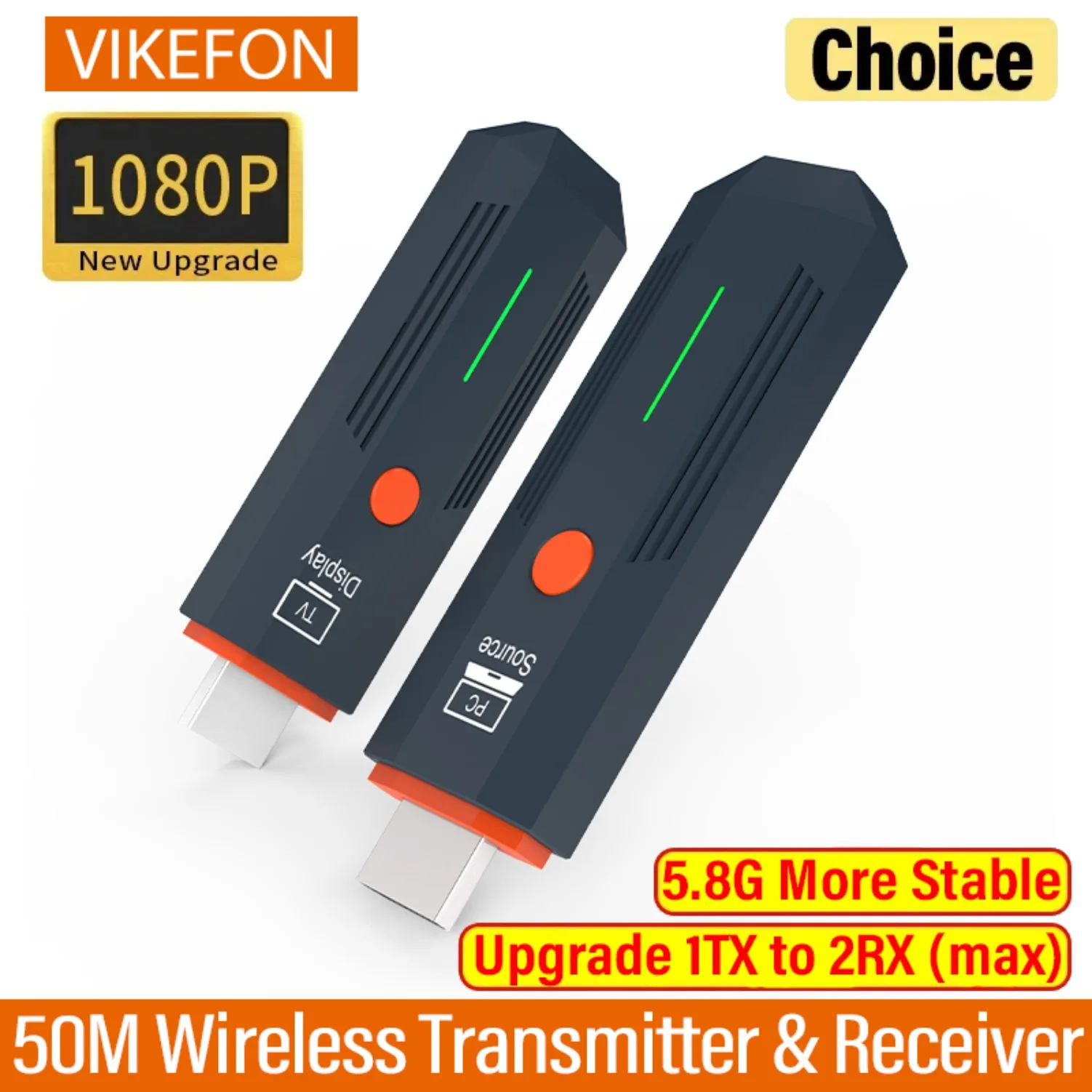 Kit de transmisor y receptor de vídeo Compatible con HDMI, inalámbrico, 1080P, 50M, adaptador Dongle TV Stick para TV Box, Monitor, proyector y PC