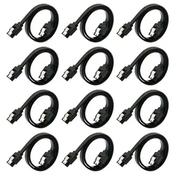 Cable SATA III Negro 16" Recto con Pestillo Bloqueo 6 Gbps HDD SSD