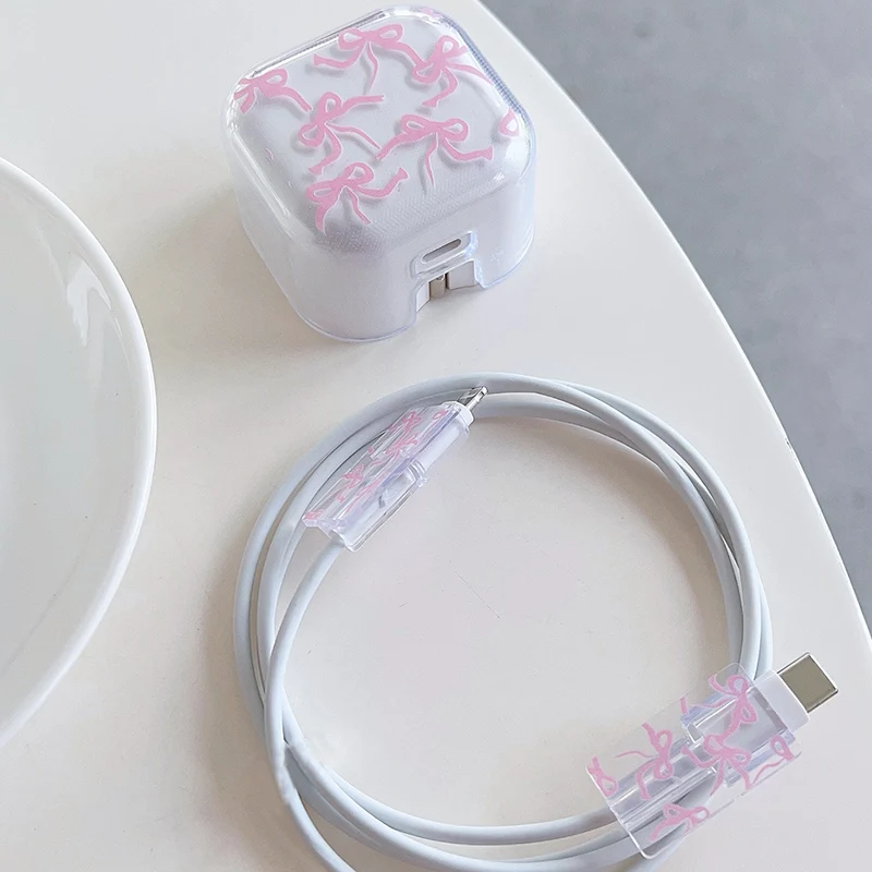 Funda protectora de cargador con diseño de amor rosa para iPhone, 20W, enchufe triangular, adaptador USB, gestión de cables, accesorios enrolladores, nuevo - imagen 5