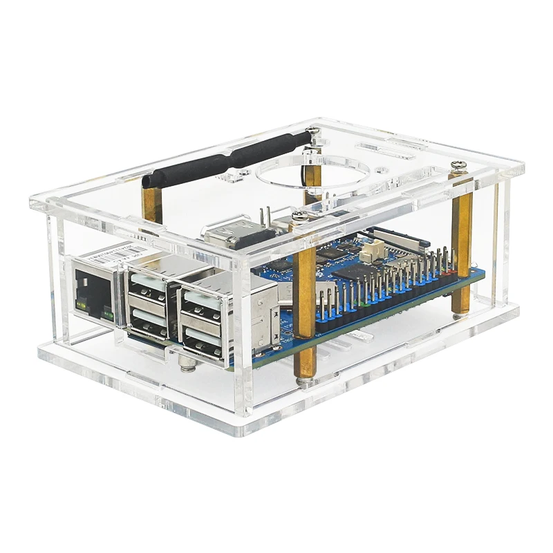 Caja acrílica Orange Pi 4A, carcasa protectora transparente, refrigeración pasiva activa, ventilador opcional para Orange Pi 4A - imagen 3