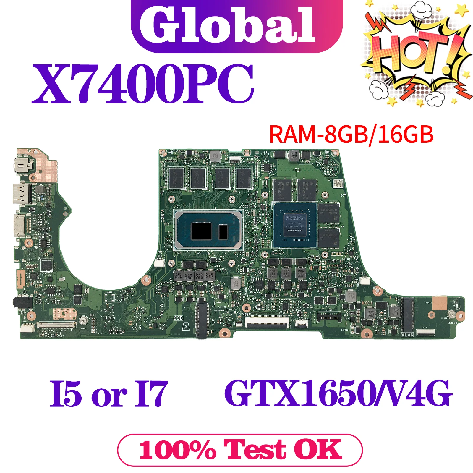 Placa base para portátil X7400PA X7400PC, N7600PC, X7600PC, X3500PC, X3500PA, X3500PH, N7400P, X3400PC, X3400PA, K3500PC X3400PH - imagen 3