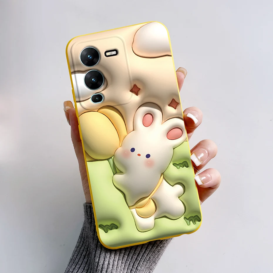 Para Vivo V25 Pro 5G Funda de silicona conejo Panda pintado contraportada para Vivo V25 Pro V2158 Funda de teléfono V 25 Pro Funda de parachoques Coque - imagen 2