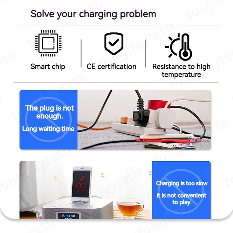 Cargador USB multitableta de 100W, estación de carga rápida con 7 puertos, soporte para teléfono, PD, QC3.0, cargador para iPhone 13, Ipad, Samsung y Xiaomi - imagen 4