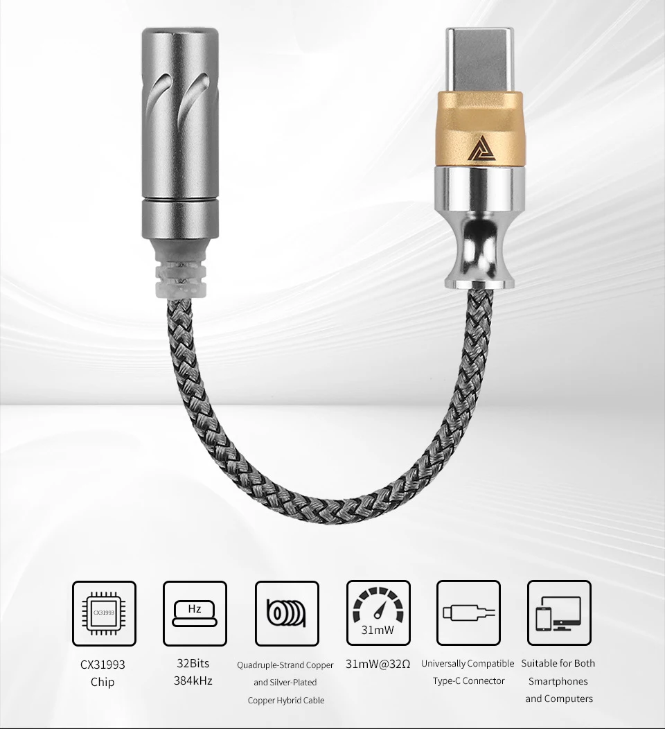 QKZ TC MAX KT02F20 TC MAX Pro CX31993 Chip HiFi DAC USB tipo C a 3,5mm amplificador de auriculares decodificador USB C a adaptador de teléfono de 3,5mm - imagen 3