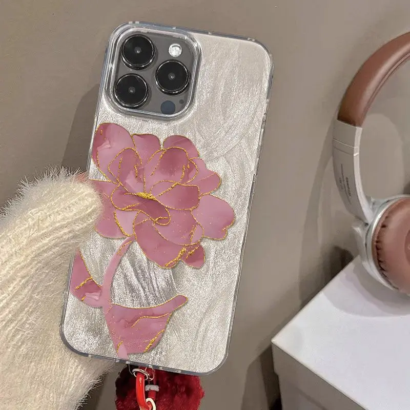 Funda de teléfono brillante para iPhone 16 15 14 13 12 11 Pro Max 16E XS X XR 7 8 Plus SE2 cubierta con patrón de flores de acuarela cubierta a prueba de golpes - imagen 5