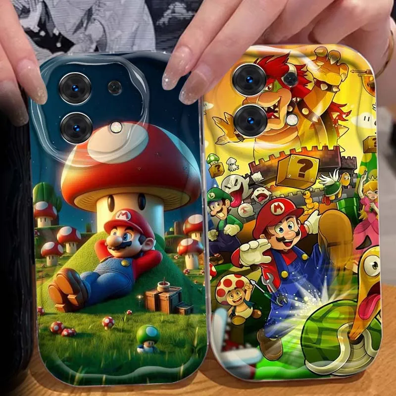 Funda de teléfono de arte Popular creativo m-marios para Xiaomi Redmi Note 14 13 12 12S 11 10 9 9S 8 Pro Plus 4G 5G cubierta de aceite ondulado suave - imagen 4