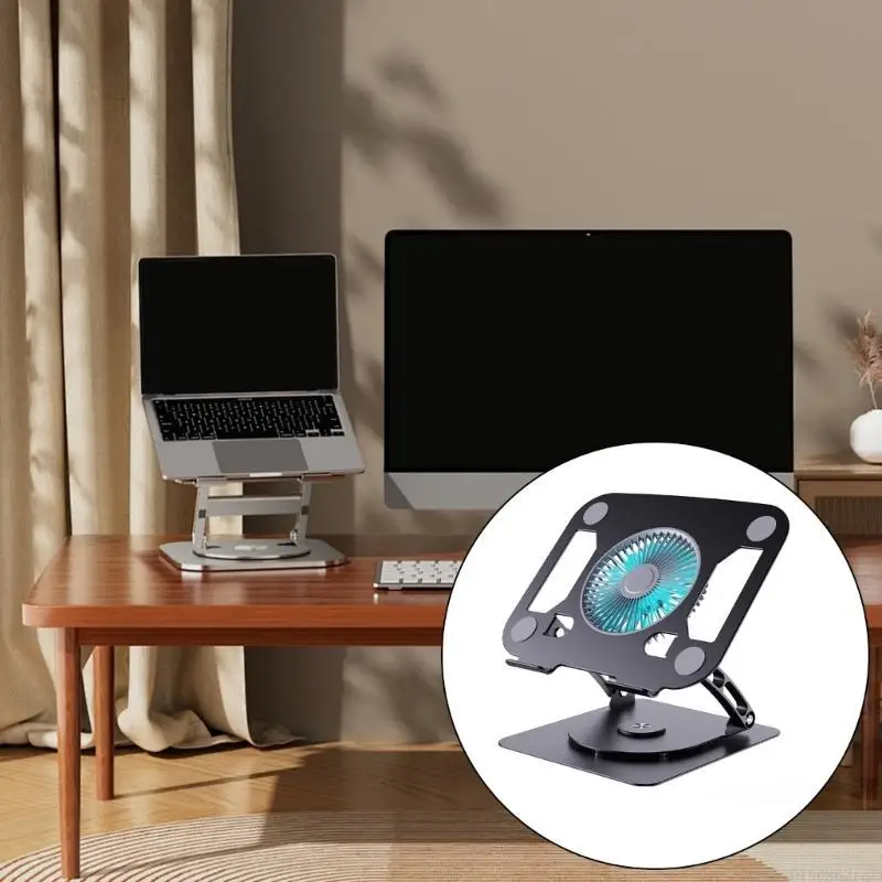 Soporte laptop D5BB con ventilador enfriamiento velocidades y luz azul para computadoras portátiles y tabletas - imagen 3