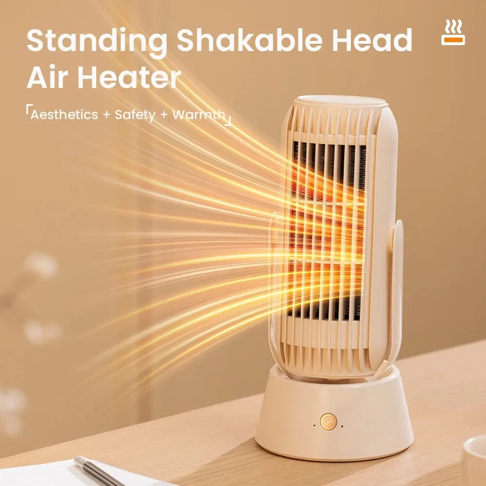 Calentador de espacio de cerámica PTC portátil con termostato, calentador eléctrico para oficina interior, escritorio y uso doméstico, sacudida de cabeza de 90 ° - imagen 2