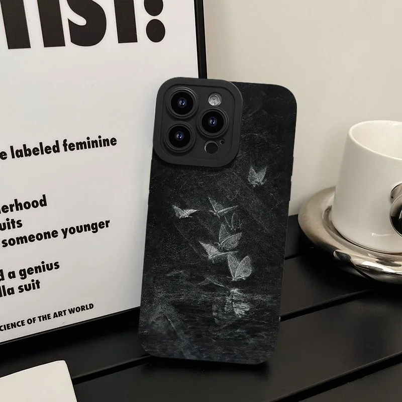 Funda de teléfono con diseño de mariposa y fondo negro para iPhone 17 16 15 14 Plus 13 Mini 12 11 Pro Max XS XR X 17 Air 16E, funda suave - imagen 5