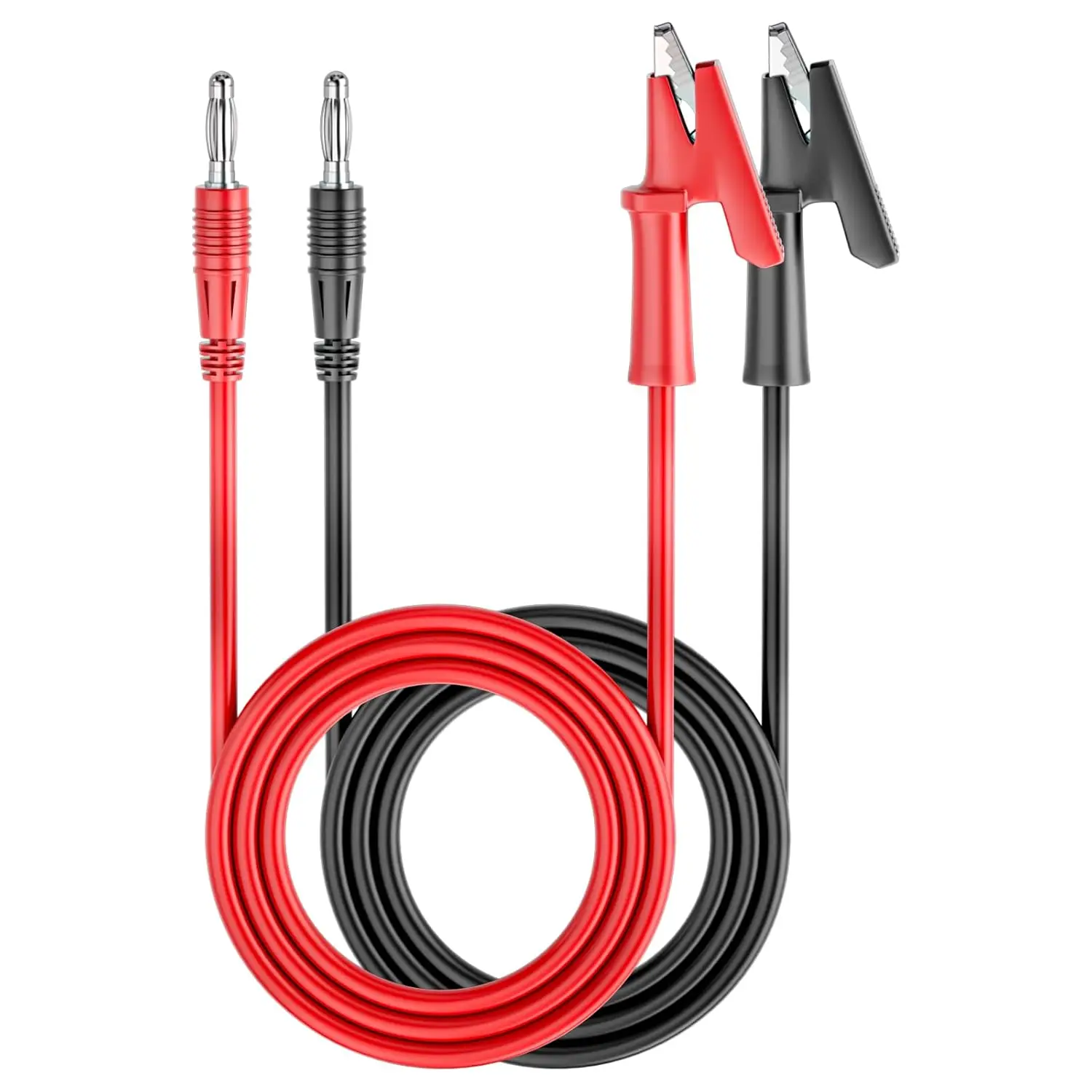 Conector Banana de 4mm a cables de prueba con pinza de cocodrilo, juego de cables con Clip de corcodilo, 2 uds., 3,3 pies para prueba eléctrica multímetro